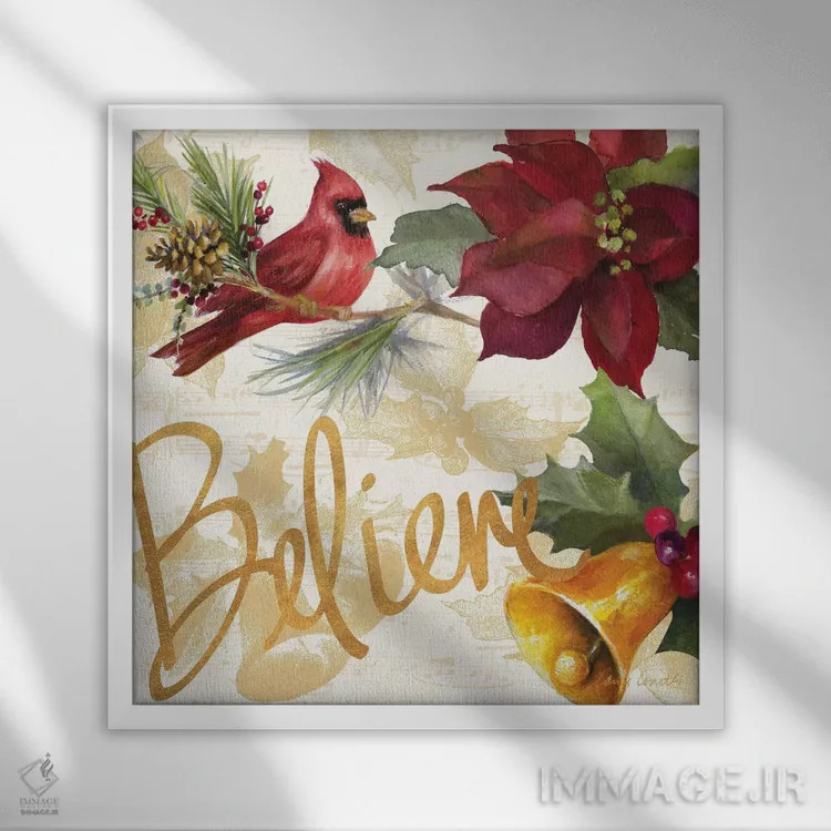 تابلو دکوراتیو "پوئینستیا کریسمس IV" اثر لینی لورث - نمای قابدار سفید