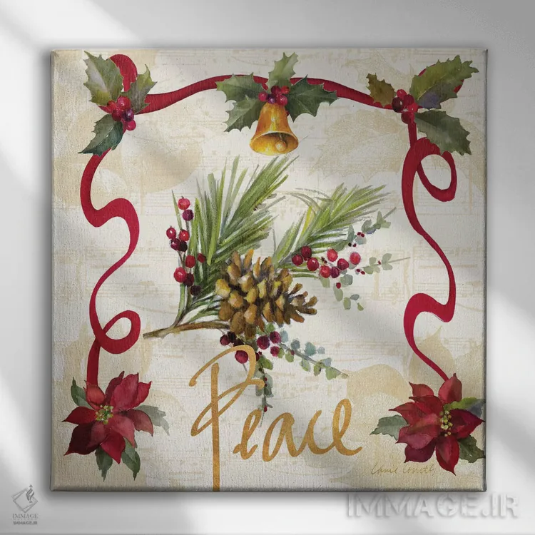 تابلو دکوراتیو "ریسه پوئینستیا کریسمس II" اثر لینی لورث - نمای روبهرو روی دیوار
