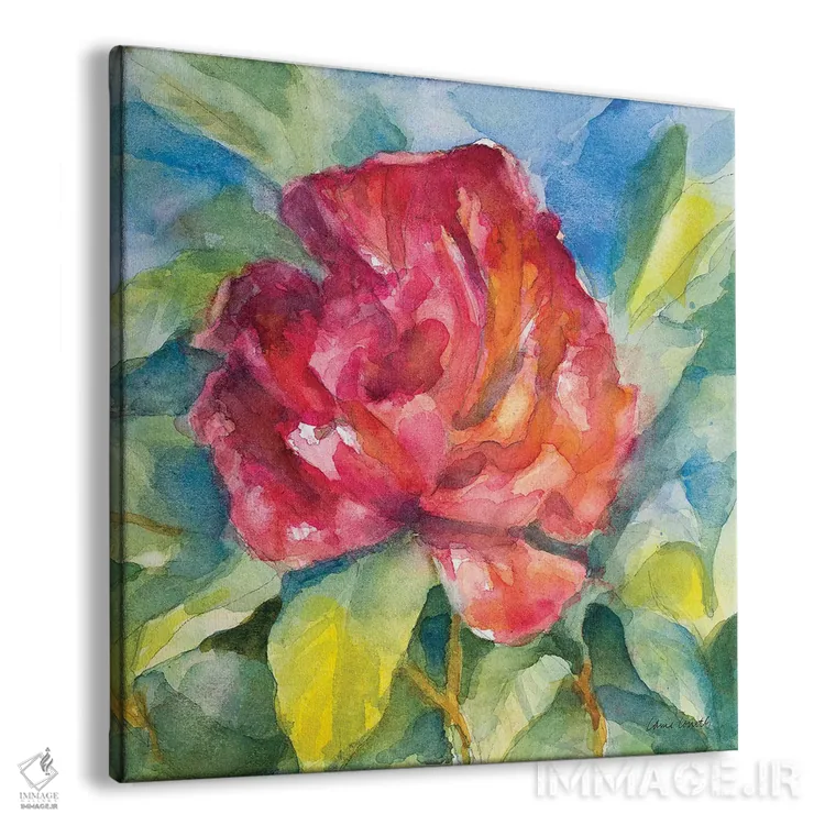 تابلو دکوراتیو "پایونی قرمز مایل به زرشکی" اثر لینی لورث - نمای پرسپکتیو محصول