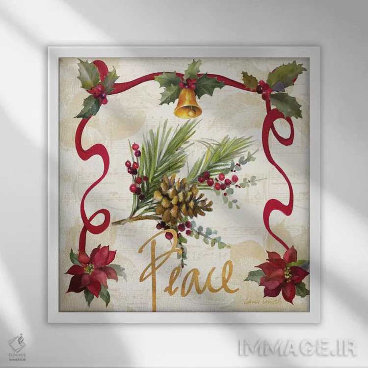 تابلو دکوراتیو "ریسه پوئینستیا کریسمس II" اثر لینی لورث - نمای قابدار سفید