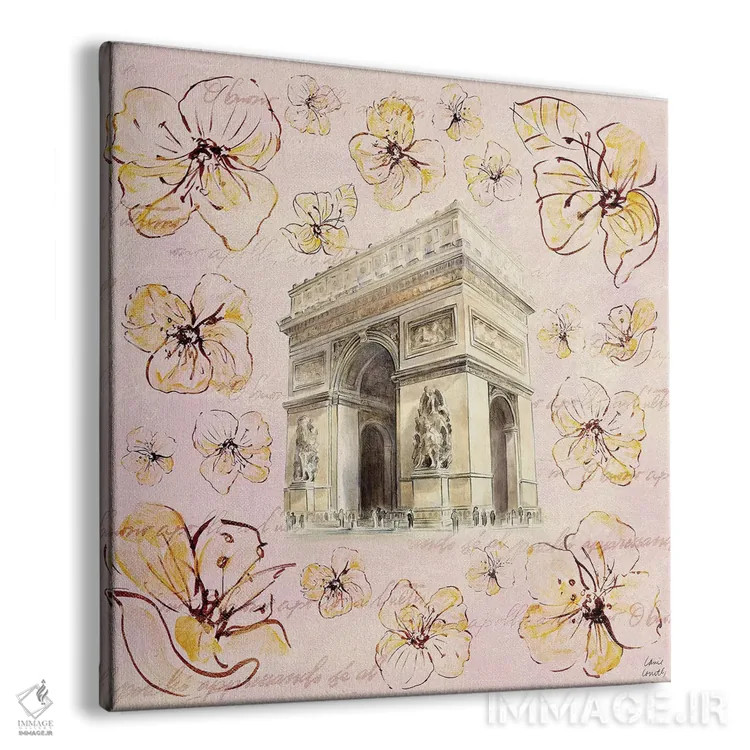 تابلو دکوراتیو "پاریس طلایی روی گل ها II" اثر لینی لورث - نمای پرسپکتیو محصول