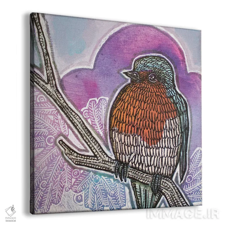 تابلو دکوراتیو سینه سرخ زمستانی اثر لینت شلی - نمای پرسپکتیو محصول