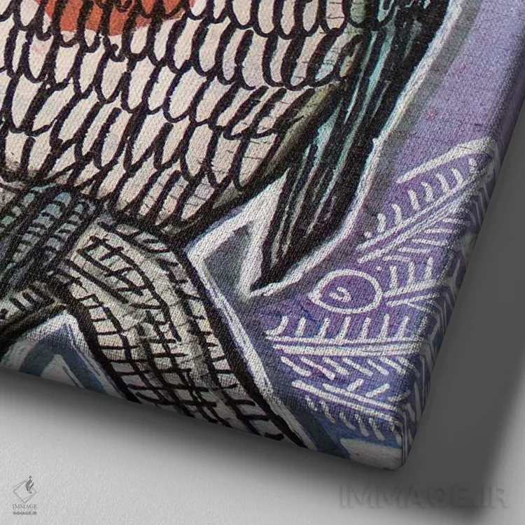 تابلو دکوراتیو سینه سرخ زمستانی اثر لینت شلی - نمای نزدیک بافت بوم