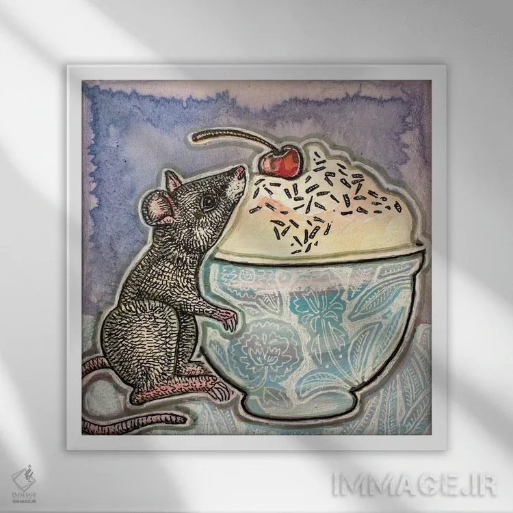 تابلو دکوراتیو شیرینی دوست اثر لینت شلی - نمای قابدار سفید