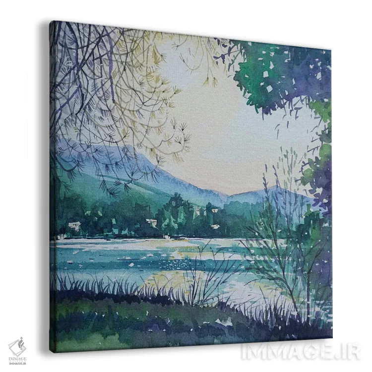 تابلو دکوراتیو صبح زود کنار دریاچه اثر لویزا میلیسنت - نمای پرسپکتیو محصول