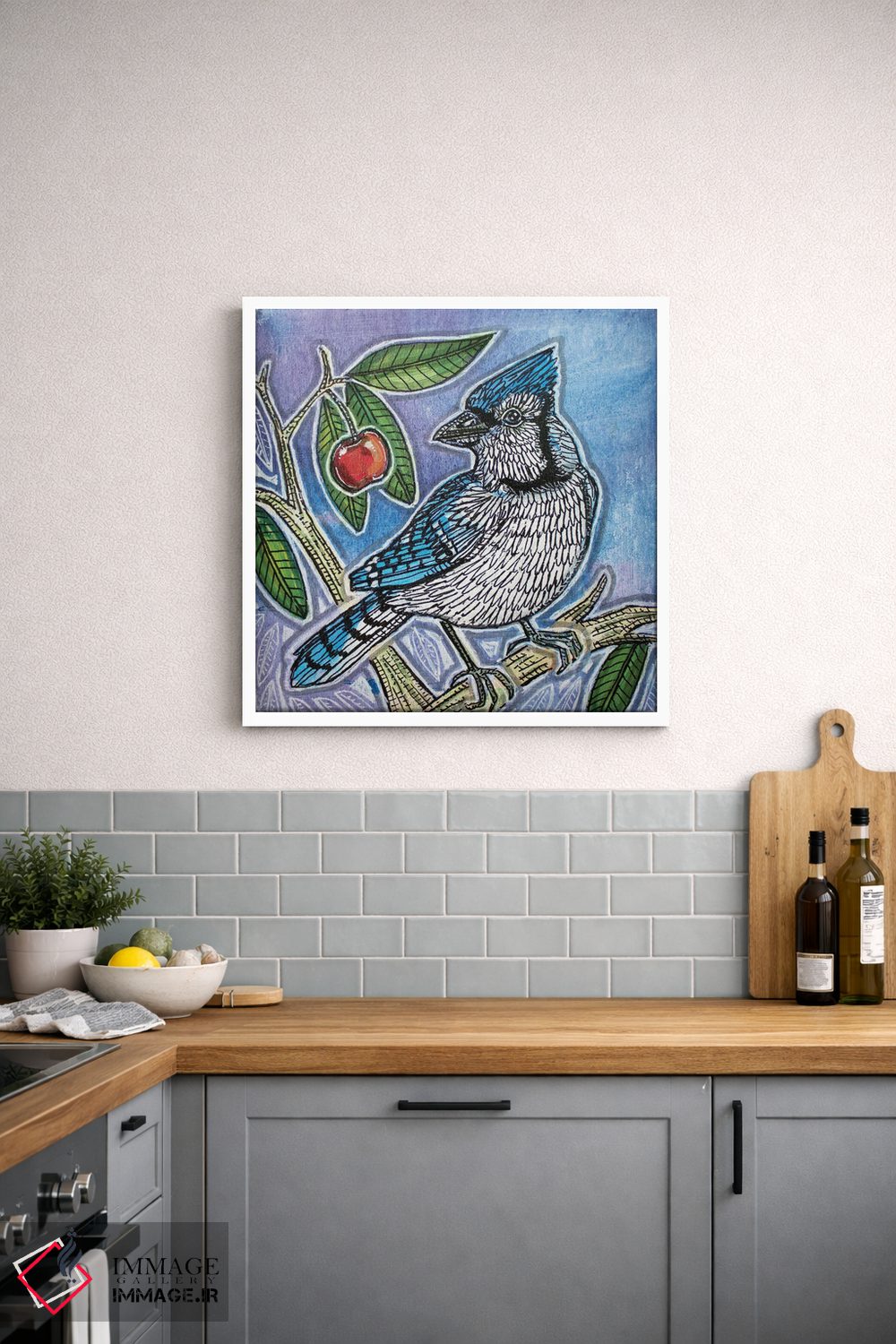 تابلو دکوراتیو گیلاس شیرین آبی اثر لینت شلی - D2W