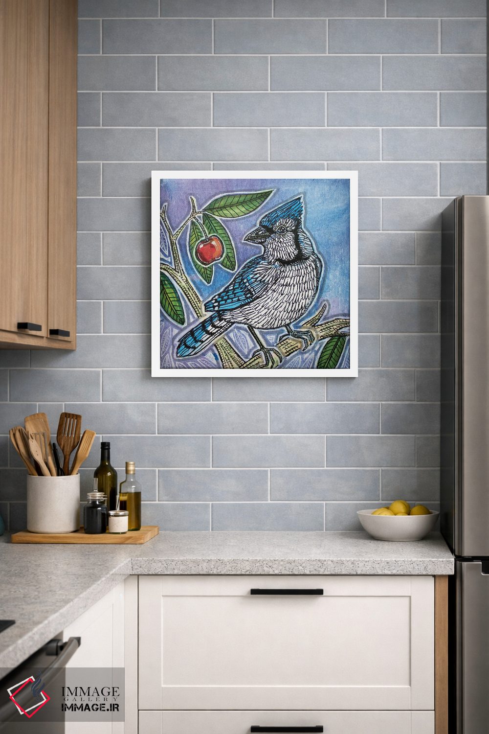 تابلو دکوراتیو گیلاس شیرین آبی اثر لینت شلی - D3W