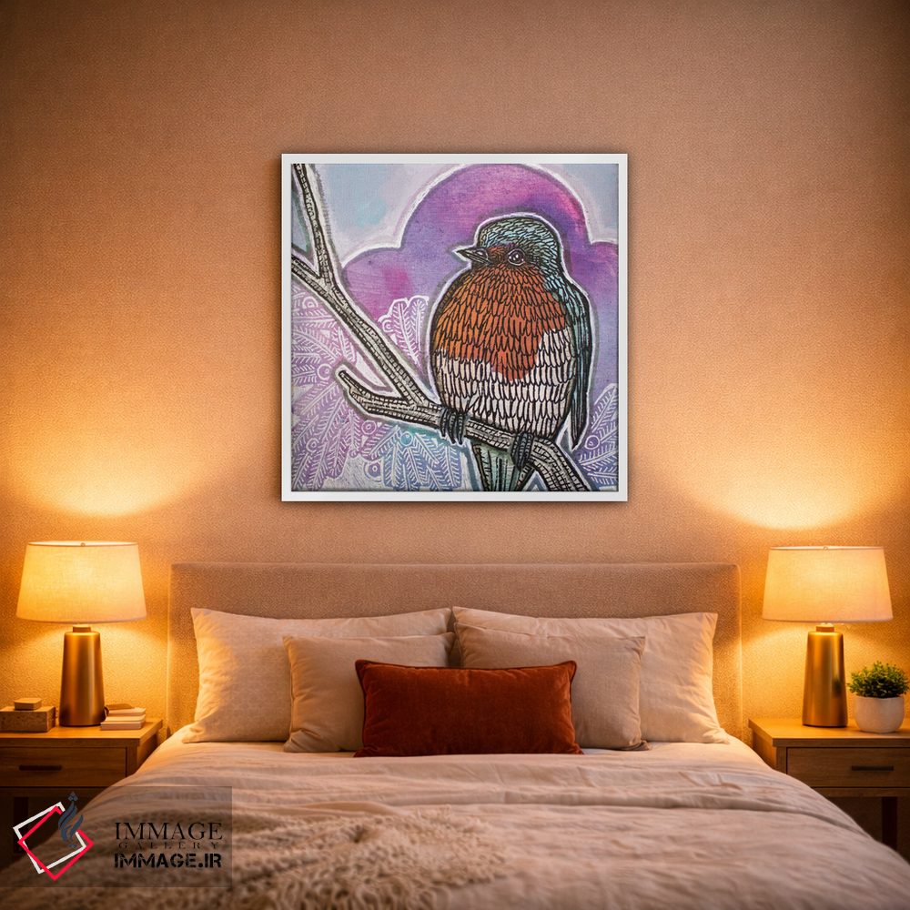 تابلو دکوراتیو سینه سرخ زمستانی اثر لینت شلی - D1W