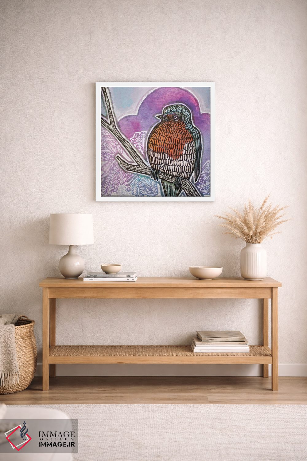 تابلو دکوراتیو سینه سرخ زمستانی اثر لینت شلی - D2W