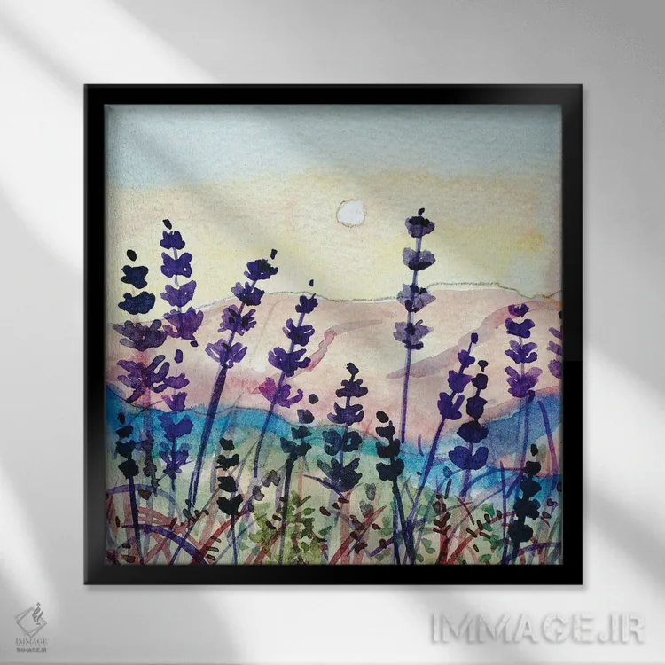 تابلو دکوراتیو دانه ها بر خط افق توپانگا اثر لویزا میلیسنت - نمای قابدار مشکی