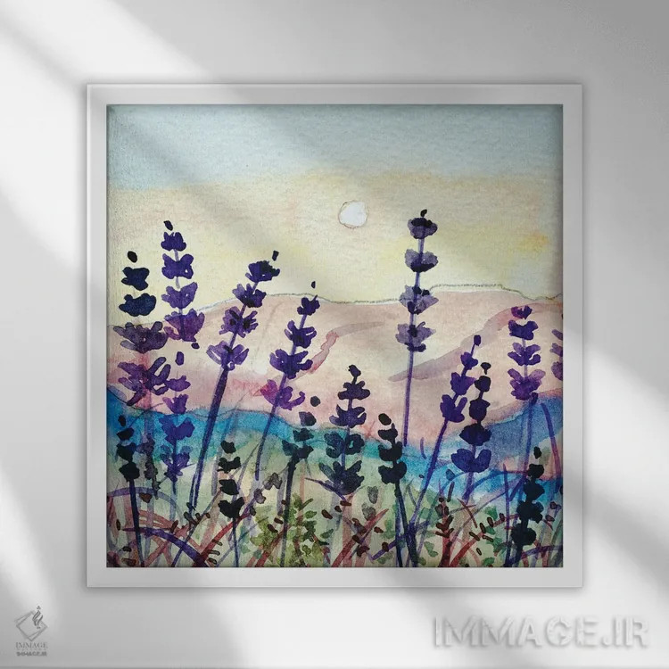 تابلو دکوراتیو دانه ها بر خط افق توپانگا اثر لویزا میلیسنت - نمای قابدار سفید