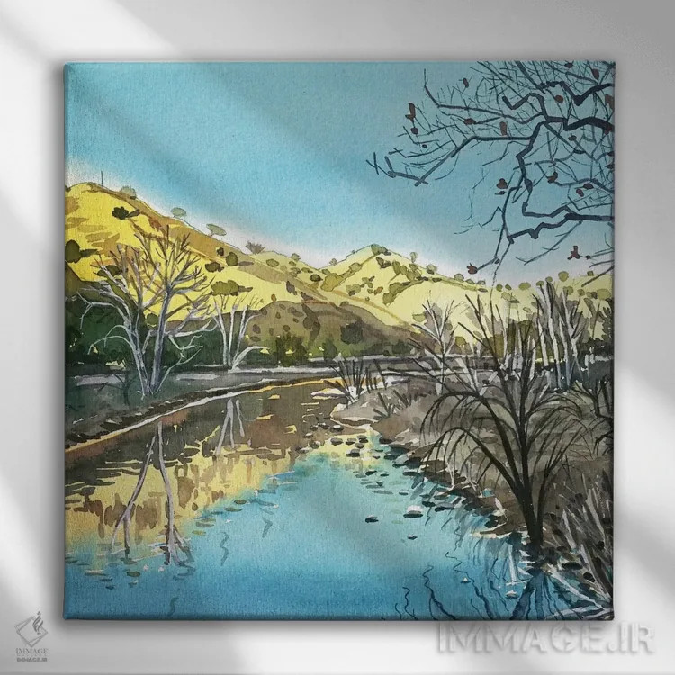 تابلو دکوراتیو انعکاس های نهر مالیبو اثر لویزا میلیسنت - نمای روبهرو روی دیوار