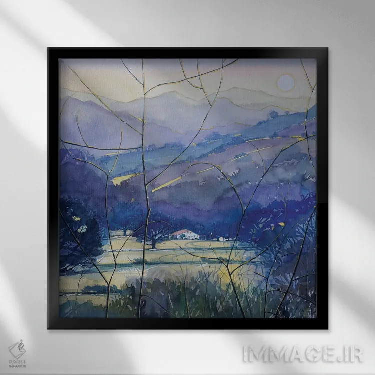 تابلو دکوراتیو عصر زمستانی در مزرعه کینگ ژیلت اثر لویزا میلیسنت - نمای قابدار مشکی