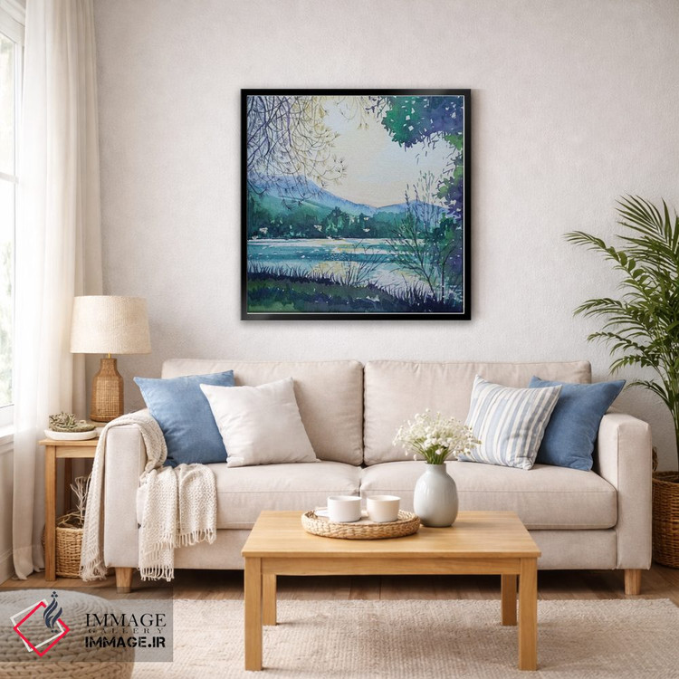 تابلو دکوراتیو صبح زود کنار دریاچه اثر لویزا میلیسنت - D6B