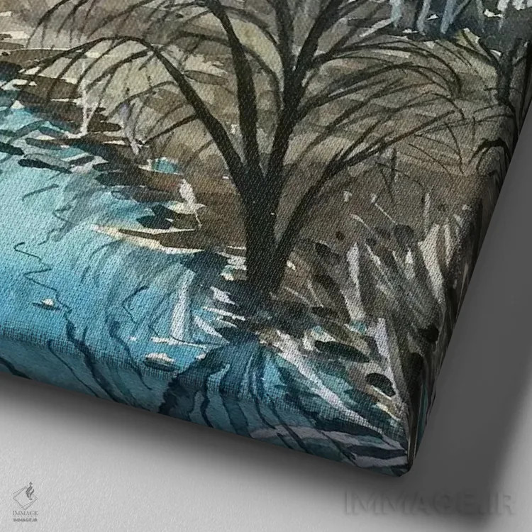 تابلو دکوراتیو انعکاس های نهر مالیبو اثر لویزا میلیسنت - نمای نزدیک بافت بوم