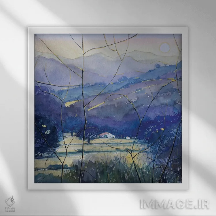 تابلو دکوراتیو عصر زمستانی در مزرعه کینگ ژیلت اثر لویزا میلیسنت - نمای قابدار سفید