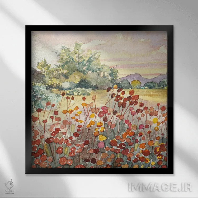 تابلو دکوراتیو سرشاخه های بذر مزرعه پیتر استراوس اثر لویزا میلیسنت - نمای قابدار مشکی