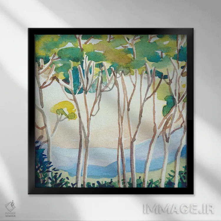 تابلو دکوراتیو غروب اکالیپتوس اثر لویزا میلیسنت - نمای قابدار مشکی