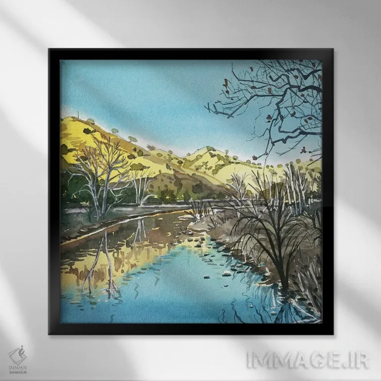 تابلو دکوراتیو انعکاس های نهر مالیبو اثر لویزا میلیسنت - نمای قابدار مشکی