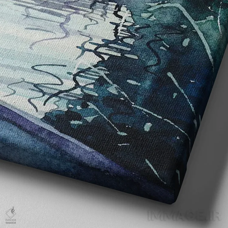 تابلو دکوراتیو گرگ و میش از اسکله اثر لویزا میلیسنت - نمای نزدیک بافت بوم