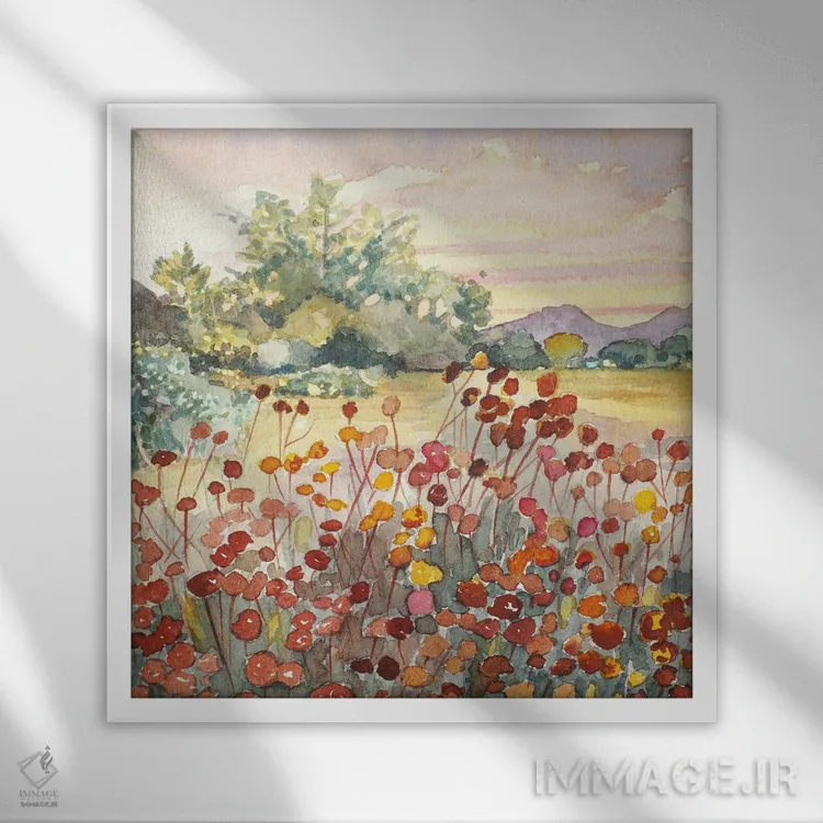 تابلو دکوراتیو سرشاخه های بذر مزرعه پیتر استراوس اثر لویزا میلیسنت - نمای قابدار سفید