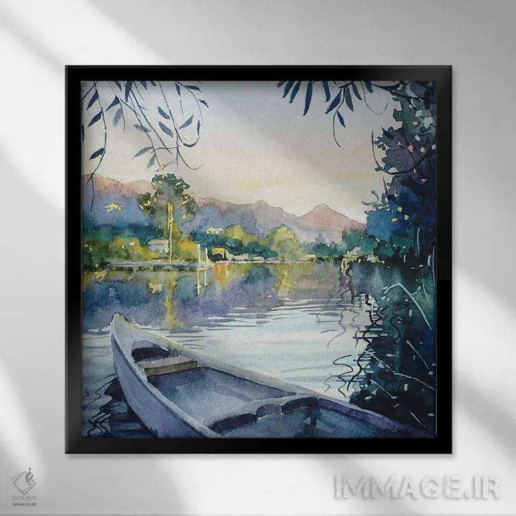 تابلو دکوراتیو گرگ و میش از اسکله اثر لویزا میلیسنت - نمای قابدار مشکی