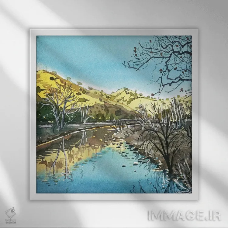 تابلو دکوراتیو انعکاس های نهر مالیبو اثر لویزا میلیسنت - نمای قابدار سفید