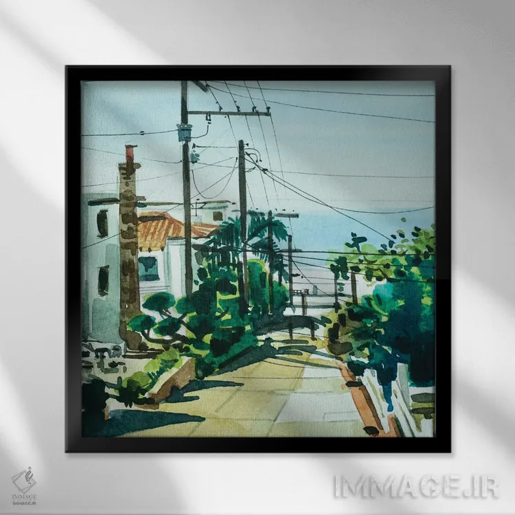 تابلو دکوراتیو خیابان پیاده روی ۹۰۲۶۶ اثر لویزا میلیسنت - نمای قابدار مشکی