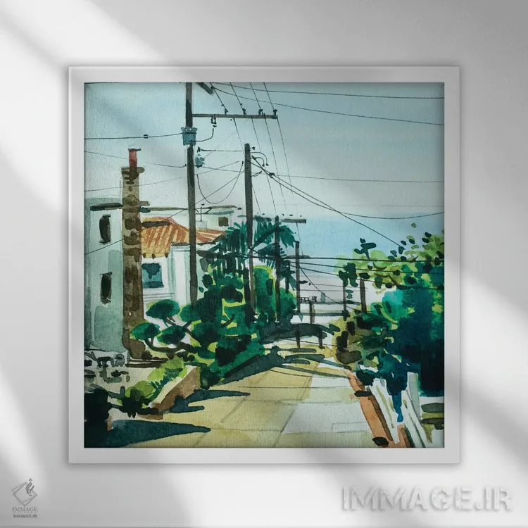 تابلو دکوراتیو خیابان پیاده روی ۹۰۲۶۶ اثر لویزا میلیسنت - نمای قابدار سفید