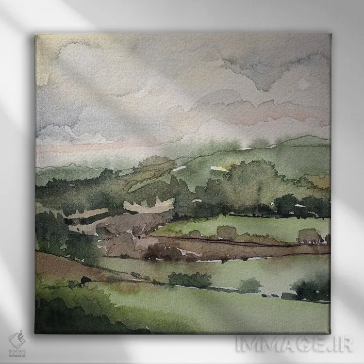 تابلو دکوراتیو تپه های زمستانی خیس اثر لویزا میلیسنت - نمای روبهرو روی دیوار