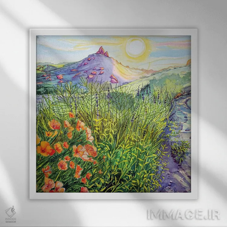 تابلو دکوراتیو بهار بلوط های سنگی اثر لویزا میلیسنت - نمای قابدار سفید