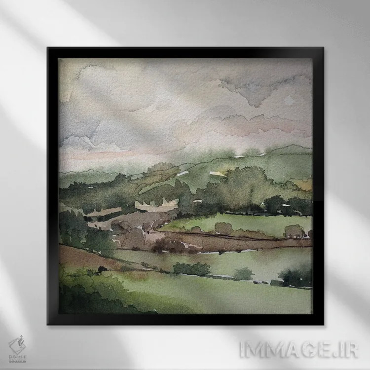 تابلو دکوراتیو تپه های زمستانی خیس اثر لویزا میلیسنت - نمای قابدار مشکی