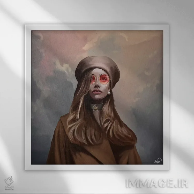 تابلو دکوراتیو شکوفه مد روز اثر لاستاناو - نمای قابدار سفید