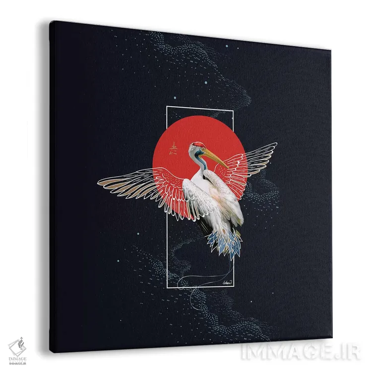 تابلو دکوراتیو درنای روی کیمونوی ژاپنی اثر لاستاناو - نمای پرسپکتیو محصول