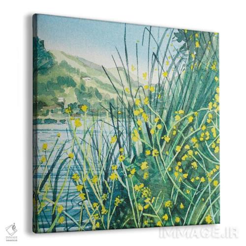 تابلو دکوراتیو رنگ های بهاری در کنار دریاچه اثر لویزا میلیسنت - نمای پرسپکتیو محصول