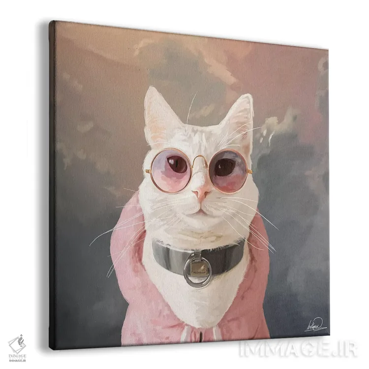 تابلو دکوراتیو پرتره گربه مد روز اثر لاستاناو - نمای پرسپکتیو محصول