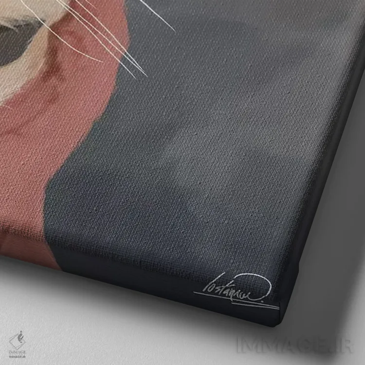 تابلو دکوراتیو پرتره گربه مد روز اثر لاستاناو - نمای نزدیک بافت بوم