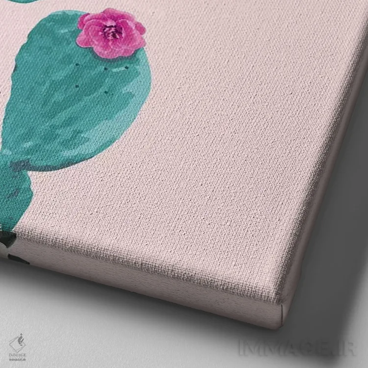 تابلو دکوراتیو کاکتوس و مرغ های مگس خوار اثر لاستاناو - نمای نزدیک بافت بوم