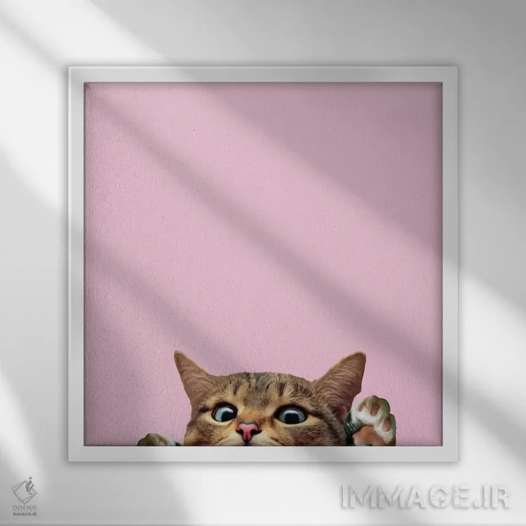 تابلو دکوراتیو خداحافظ گربه اثر لاستاناو - نمای قابدار سفید