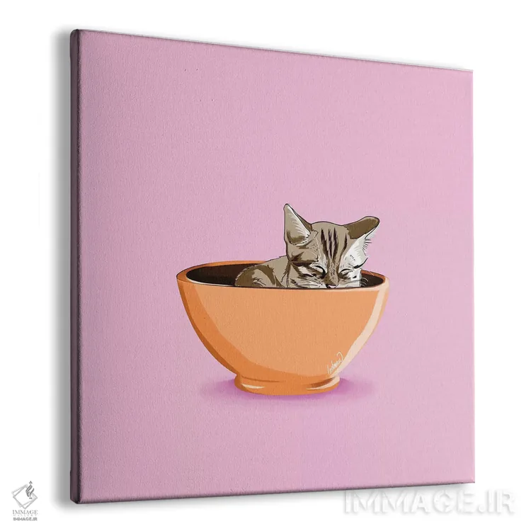 تابلو دکوراتیو لیوان قهوه گربه ای اثر لاستاناو - نمای پرسپکتیو محصول