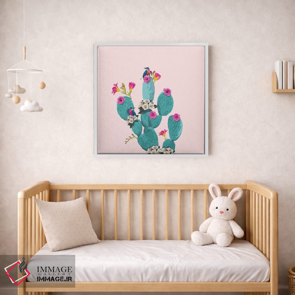 تابلو دکوراتیو کاکتوس و مرغ های مگس خوار اثر لاستاناو - D1W