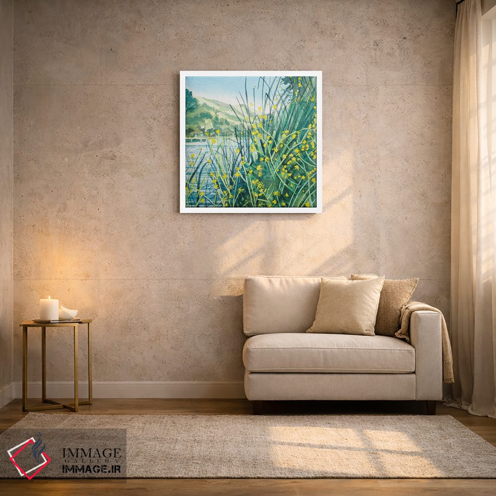 تابلو دکوراتیو رنگ های بهاری در کنار دریاچه اثر لویزا میلیسنت - D1W