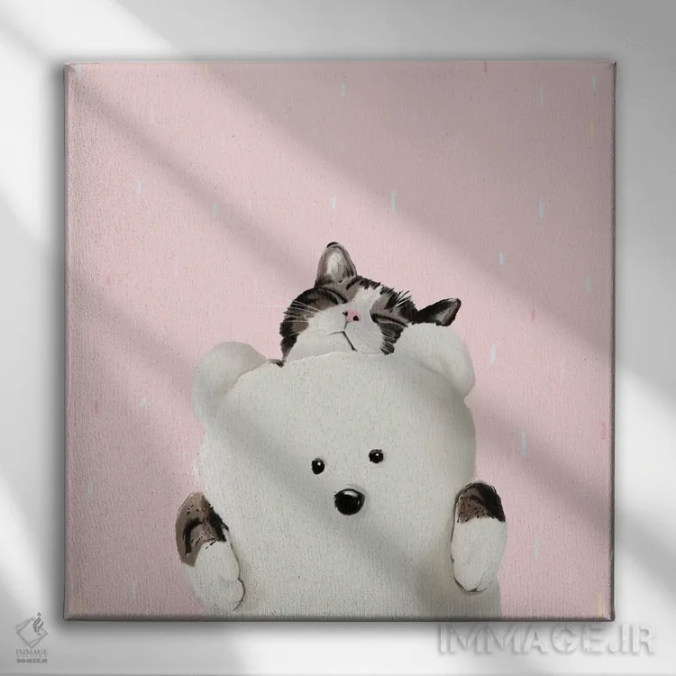 تابلو دکوراتیو گربه من را بغل کن اثر لاستاناو - نمای روبهرو روی دیوار