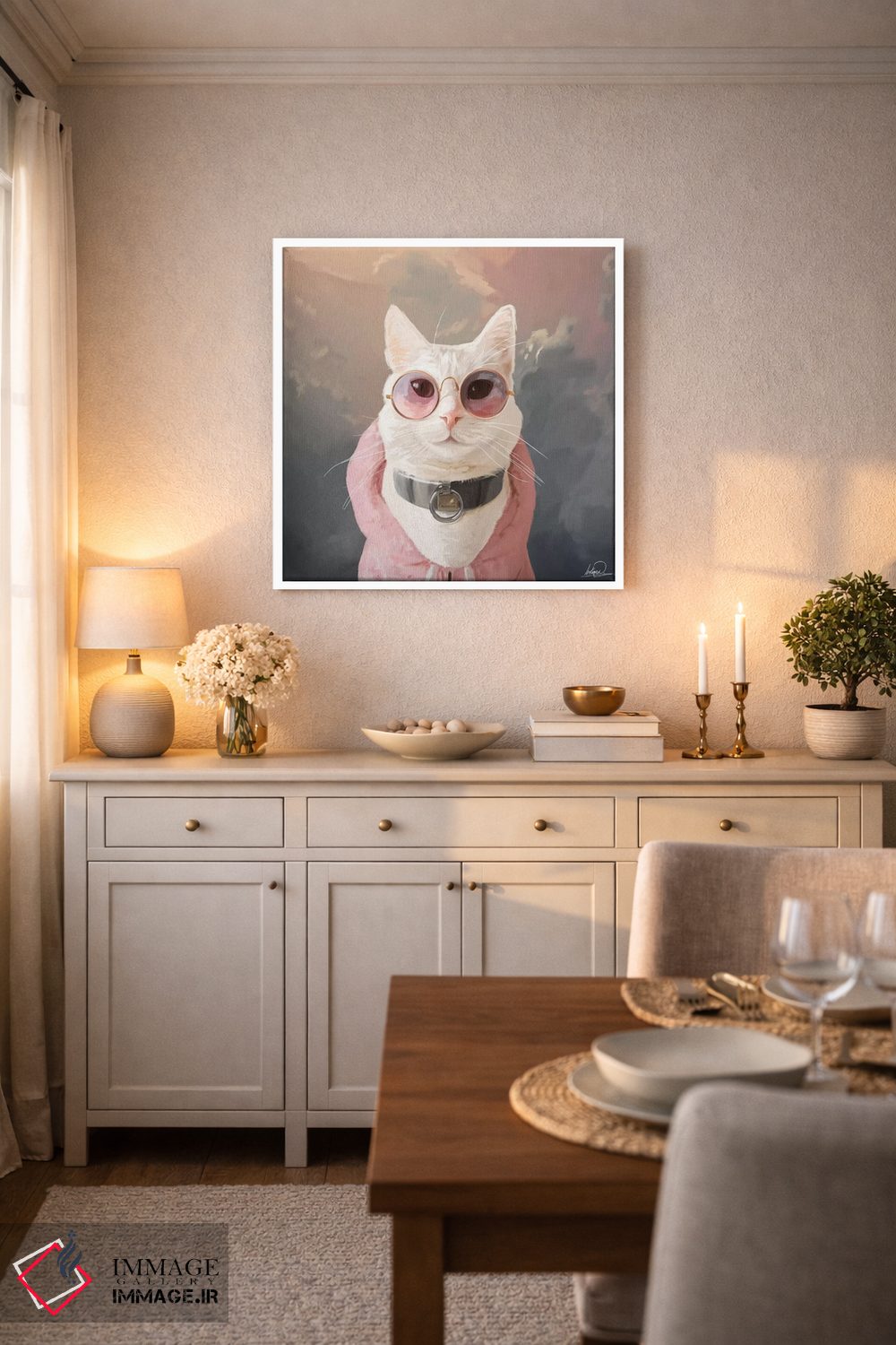 تابلو دکوراتیو پرتره گربه مد روز اثر لاستاناو - D5W