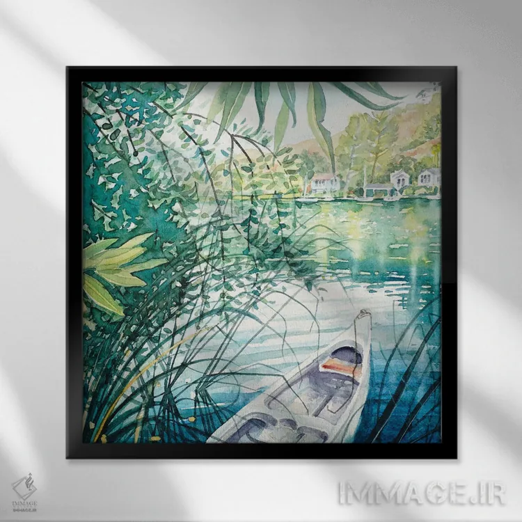 تابلو دکوراتیو اسکله در بهار اثر لویزا میلیسنت - نمای قابدار مشکی