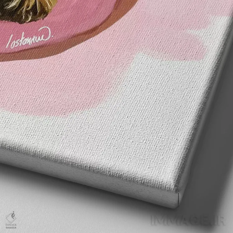 تابلو دکوراتیو کوکر و دونات توت فرنگی اثر لاستاناو - نمای نزدیک بافت بوم