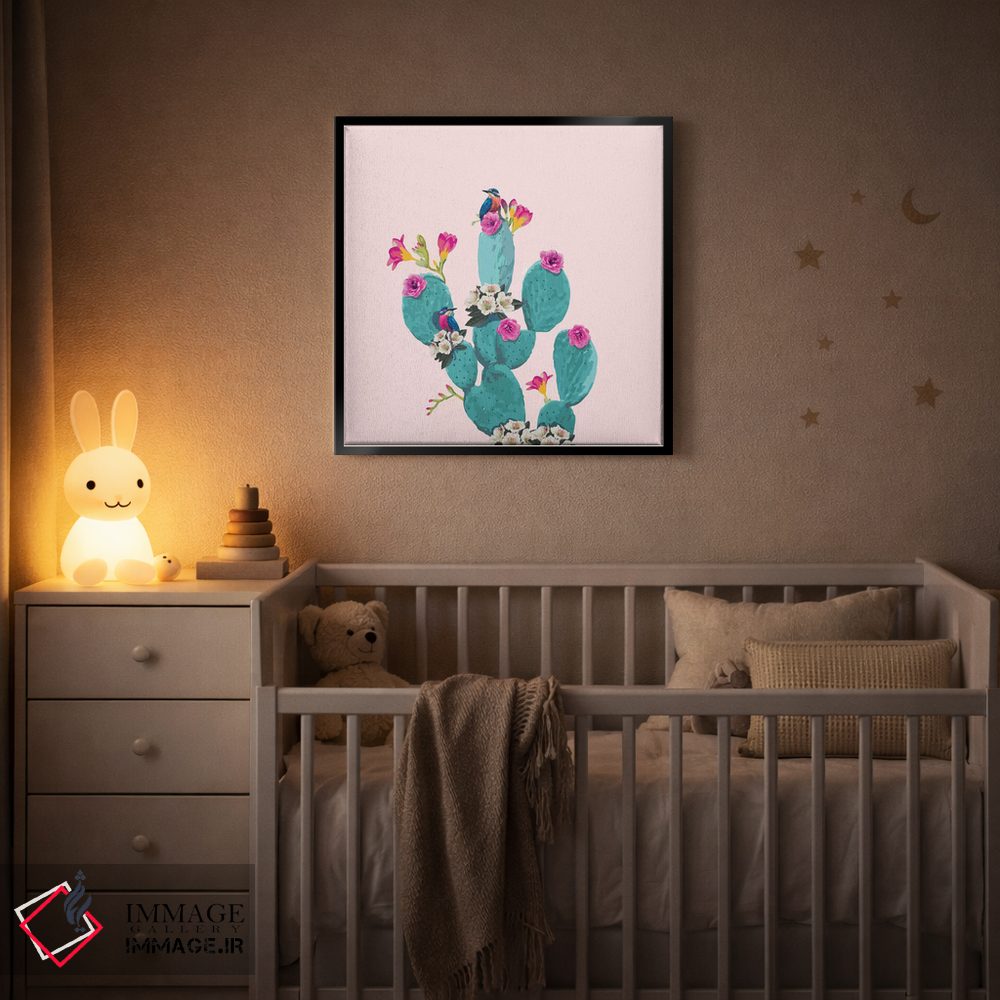 تابلو دکوراتیو کاکتوس و مرغ های مگس خوار اثر لاستاناو - D6B