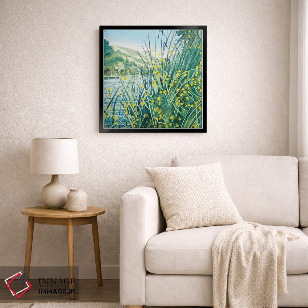 تابلو دکوراتیو رنگ های بهاری در کنار دریاچه اثر لویزا میلیسنت - D6B