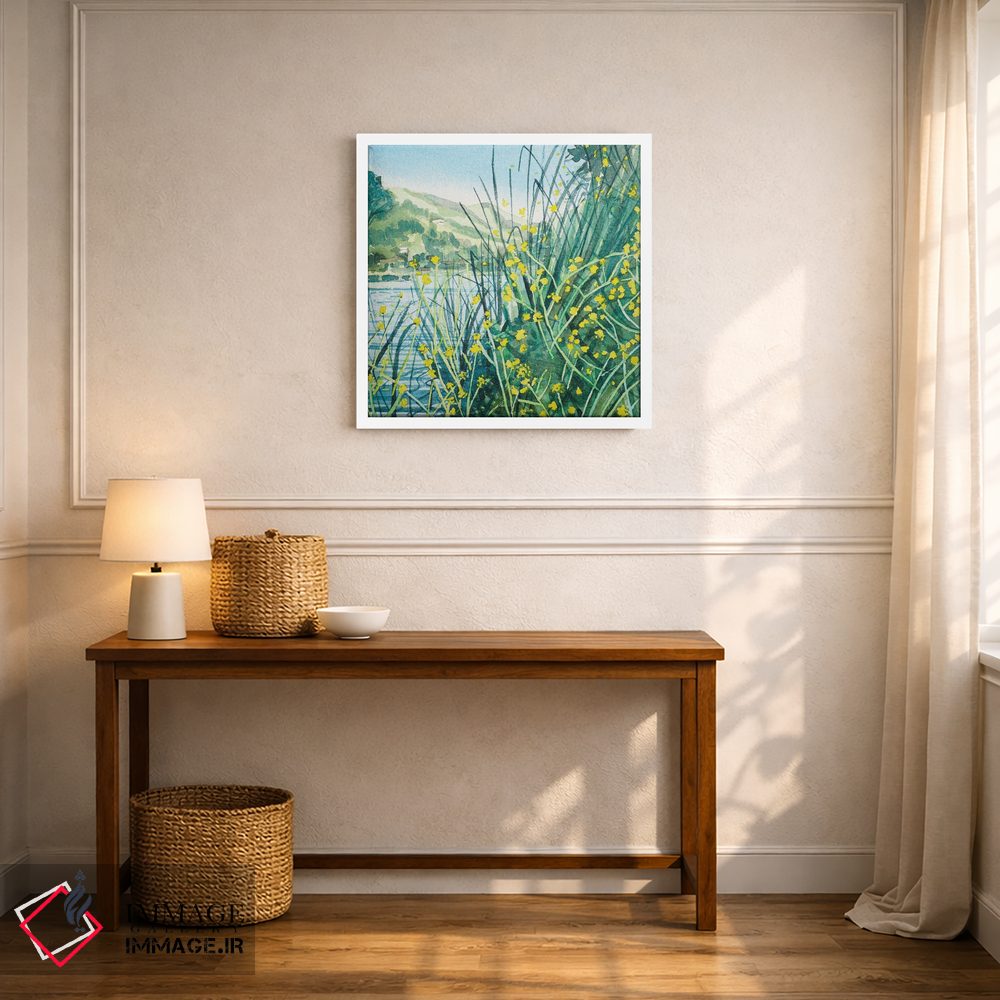 تابلو دکوراتیو رنگ های بهاری در کنار دریاچه اثر لویزا میلیسنت - D5W