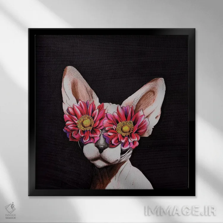 تابلو دکوراتیو گربه مصری اثر لاستاناو - نمای قابدار مشکی